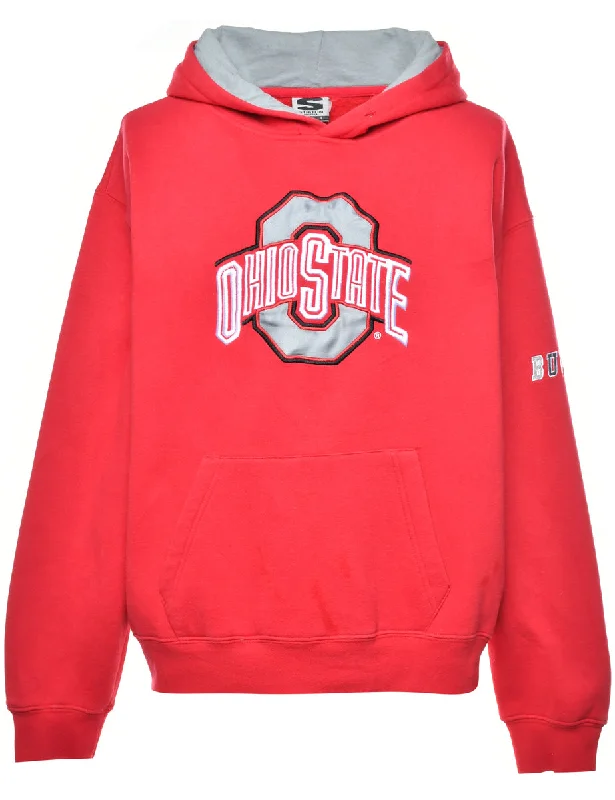 Warm Wear Ohio State Football Printed Patchwork Hoodie - L