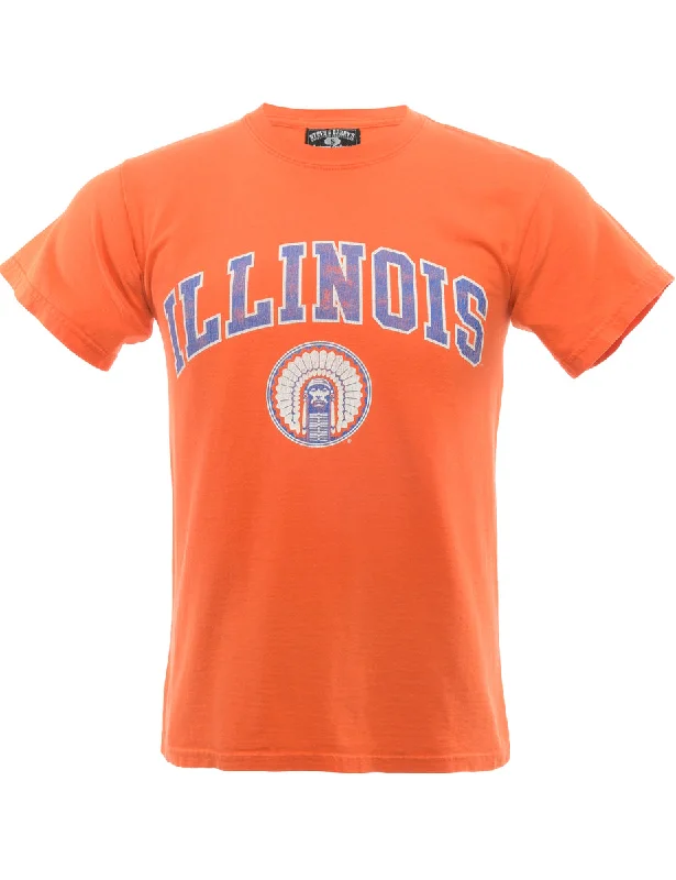 Comfortable Fashion Looks Orange Illinois Printed T-shirt - S