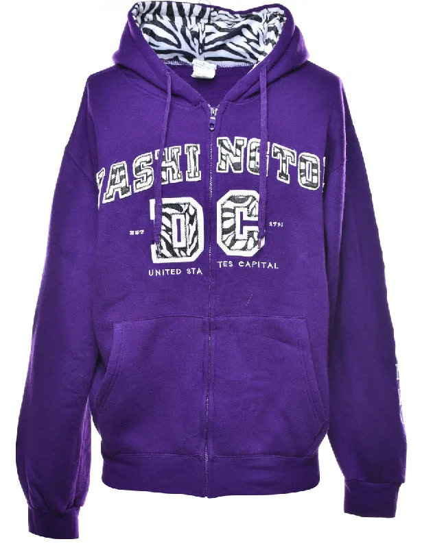 Stylish Fit Patchwork Washington DC Printed Hoodie - L