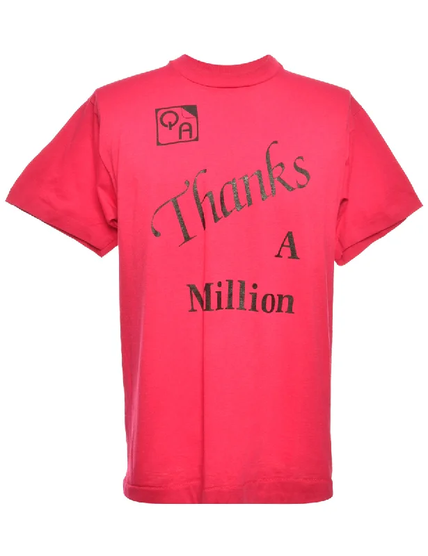 Casual Style Pink\ Printed T-shirt - L