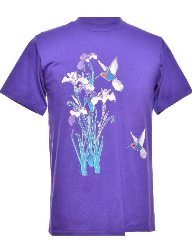 Light Comfort Purple Printed T-shirt - M