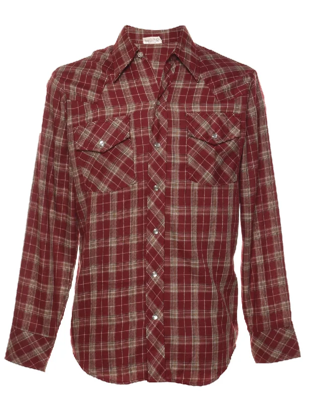 Relaxed Fit Red & Brown Classic Checked Shirt - M