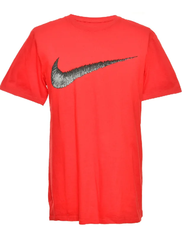 Trendy Layers Red Nike Printed T-shirt - M