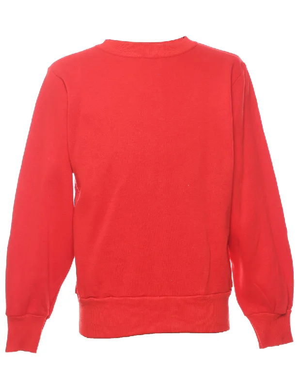 Street Charm Red Plain Sweatshirt - M