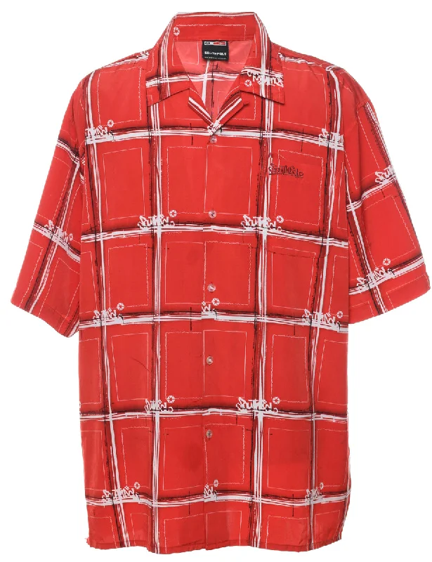 Relaxed Style Red & White Y2K South Pole Checked Shirt - XXL