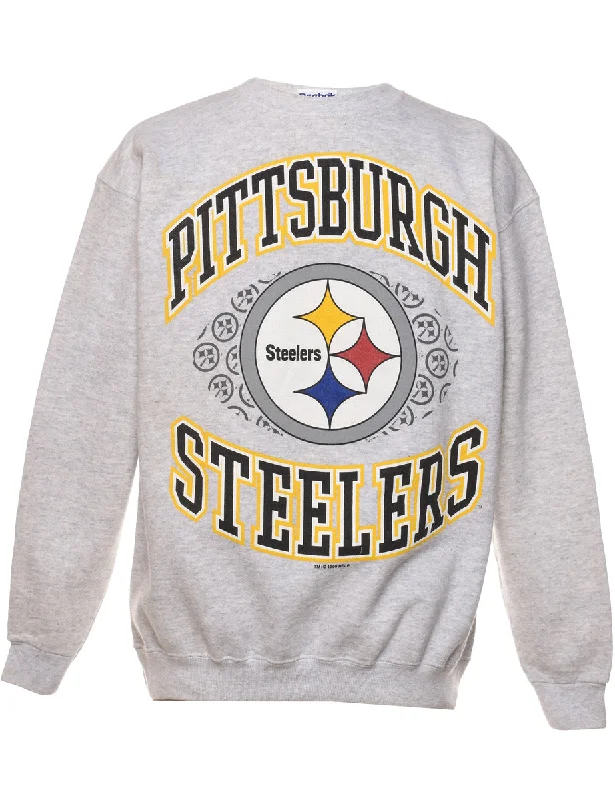 Fashion Concept Reebok Pittsburg Steelers Marl Grey  Printed Sweatshirt - M