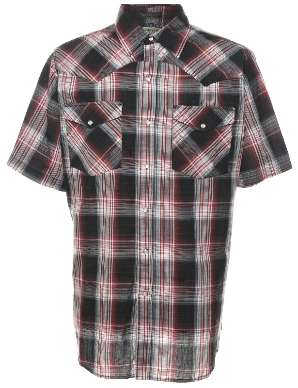 Trendy Dresses Short Sleeve Grey & Red Checked Shirt - XL
