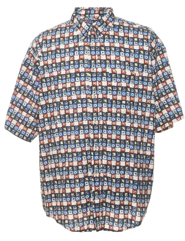 Simple Solid Color Short Sleeve Multi-Colour Printed Shirt - XL