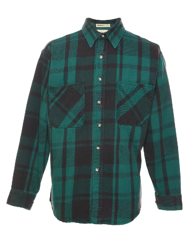 Sporty Comfort St. John Bay Checked Dark Green & Black Shirt - L