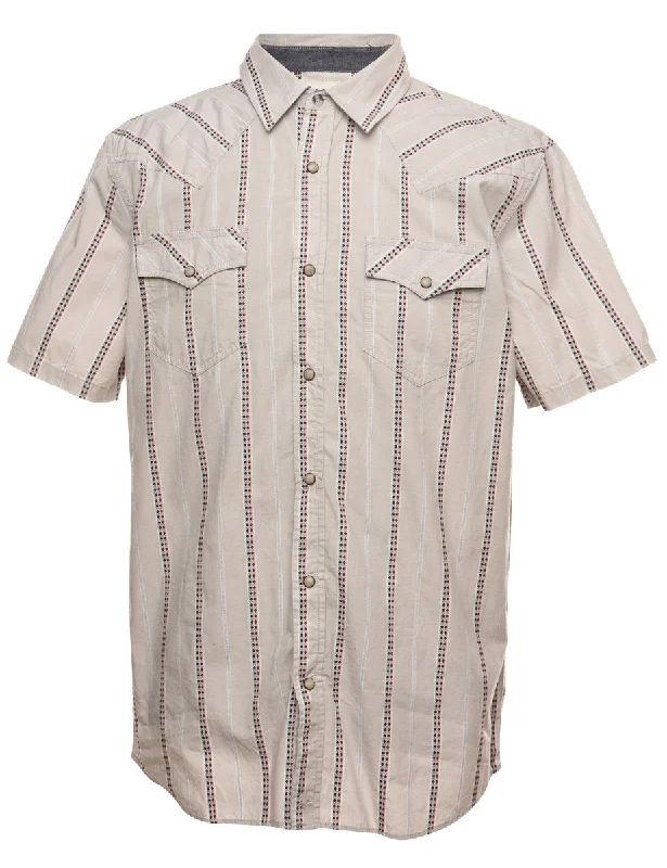 Cozy Fit Striped Beige Western Shirt - M