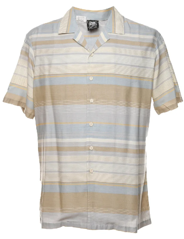 Soft Textures Striped Short Sleeved Shirt - L