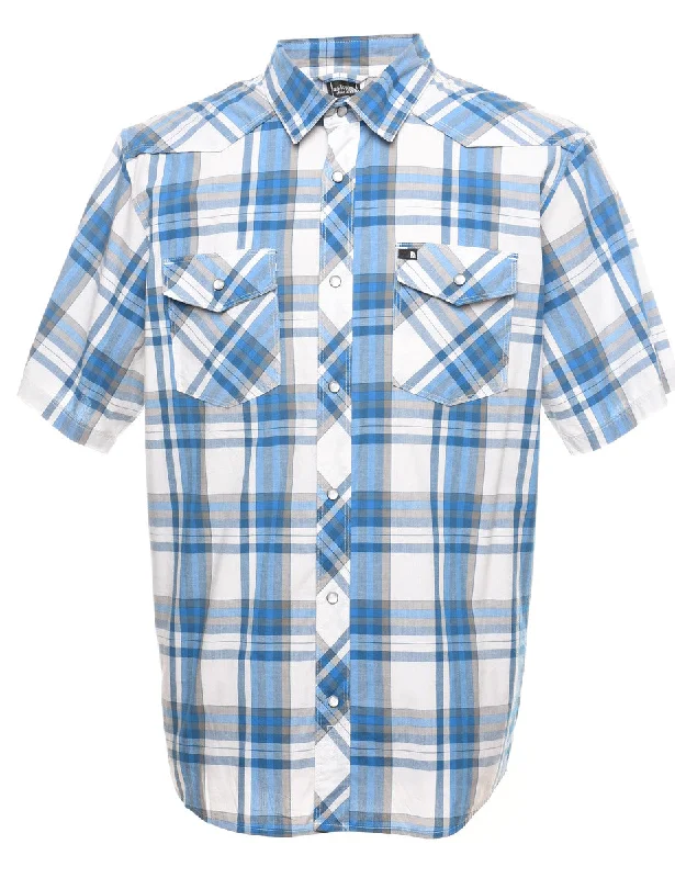 Simple Design The North Face Blue & White Checked Shirt - L