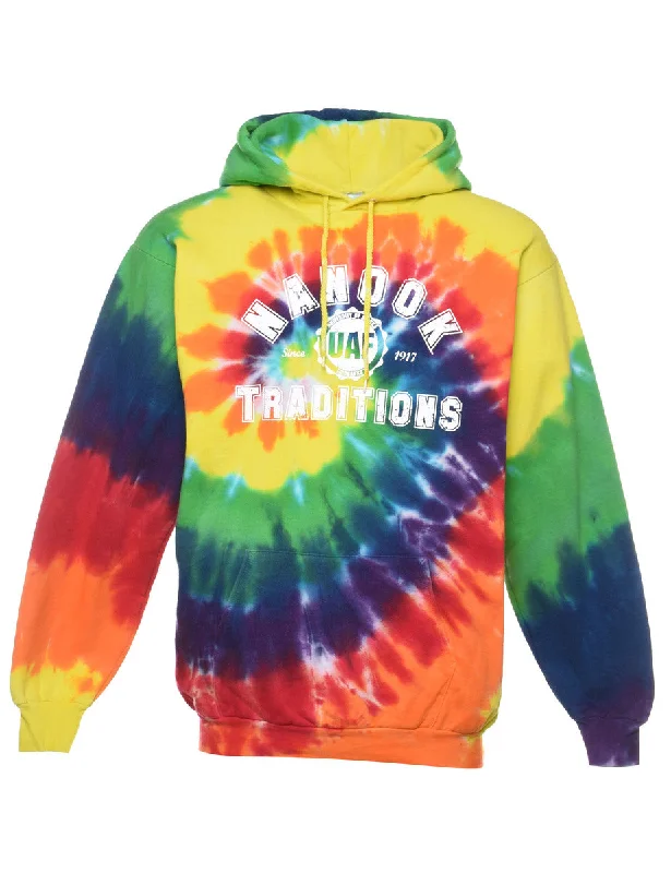 Leisure Sports Tie-dye Multi-Colour Printed Hoodie - M
