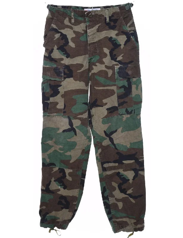 Comfortable And Versatile U.S Woodland Camouflage Design Cargo Trousers - W28 L32