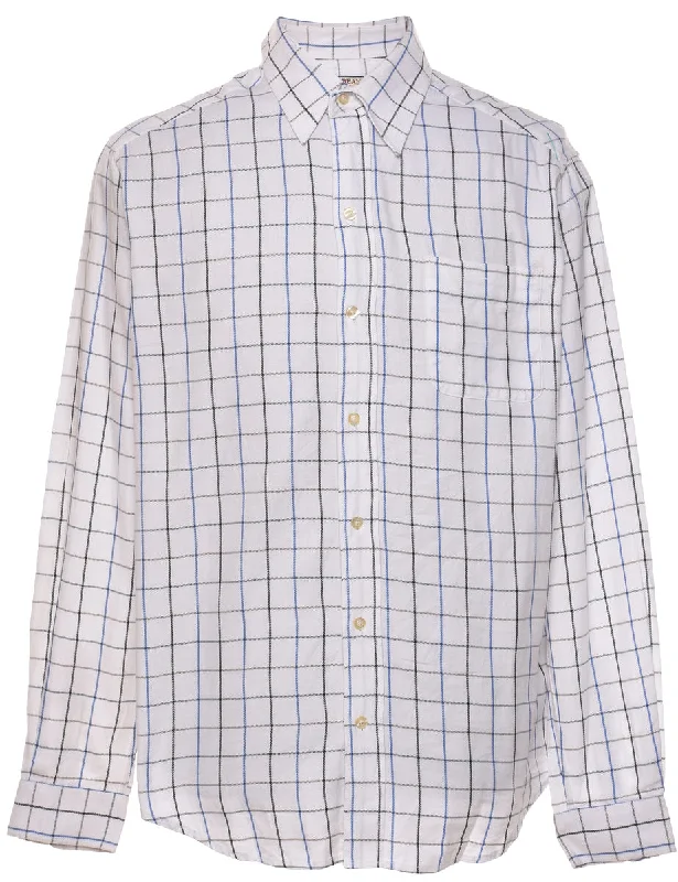 Breezy Outfits White & Blue Classic Checked Shirt - M