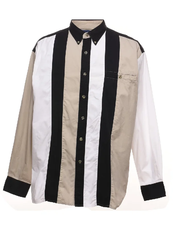 High-end Wear Wrangler Beige & Black Contrast Panel Shirt - L