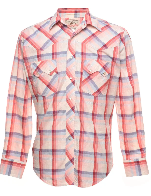 Design And Tailoring Wrangler Checked Red & Blue Western Shirt - S