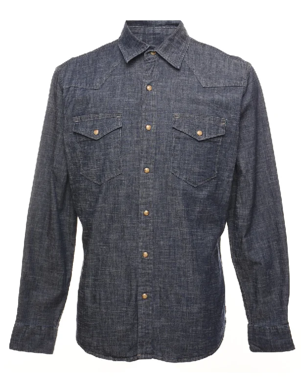 Chic Comfort Wear Wrangler Dark Wash Denim Shirt - M