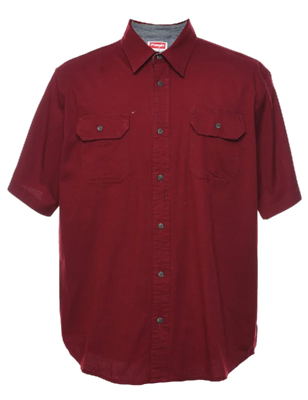 Slightly Flared Design Wrangler Red Short Sleeved Shirt - L