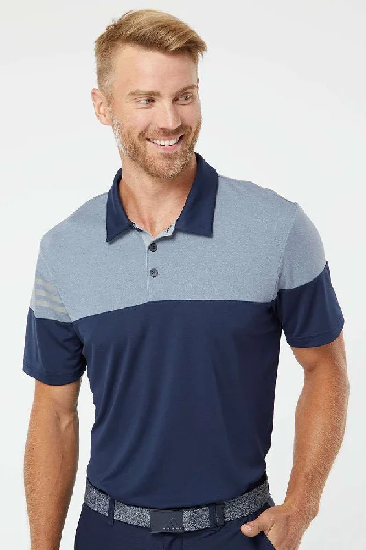 French Style Adidas Mens 3 Stripes Colorblock Moisture Wicking Short Sleeve Polo Shirt - Collegiate Navy Blue/Mid Grey French Style Adidas Mens 3 Stripes Colorblock Moisture Wicking Short Sleeve Polo Shirt - Collegiate Navy Blue/Mid Grey