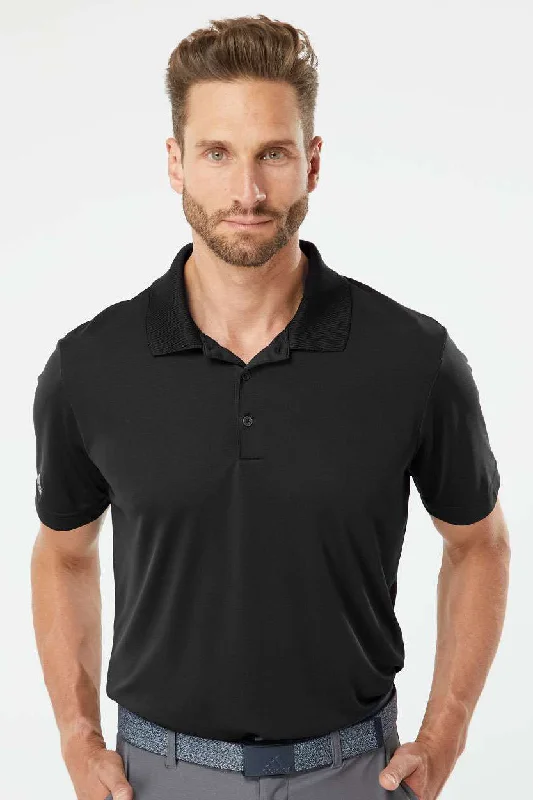 Unique Design Adidas Mens Performance UPF 50+ Short Sleeve Polo Shirt - Black