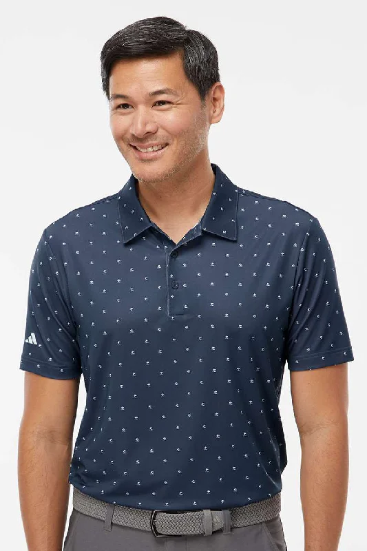 Elegant And Noble Adidas Mens Pine Tree Moisture Wicking Short Sleeve Polo Shirt - Collegiate Navy Blue/White Elegant And Noble Adidas Mens Pine Tree Moisture Wicking Short Sleeve Polo Shirt - Collegiate Navy Blue/White