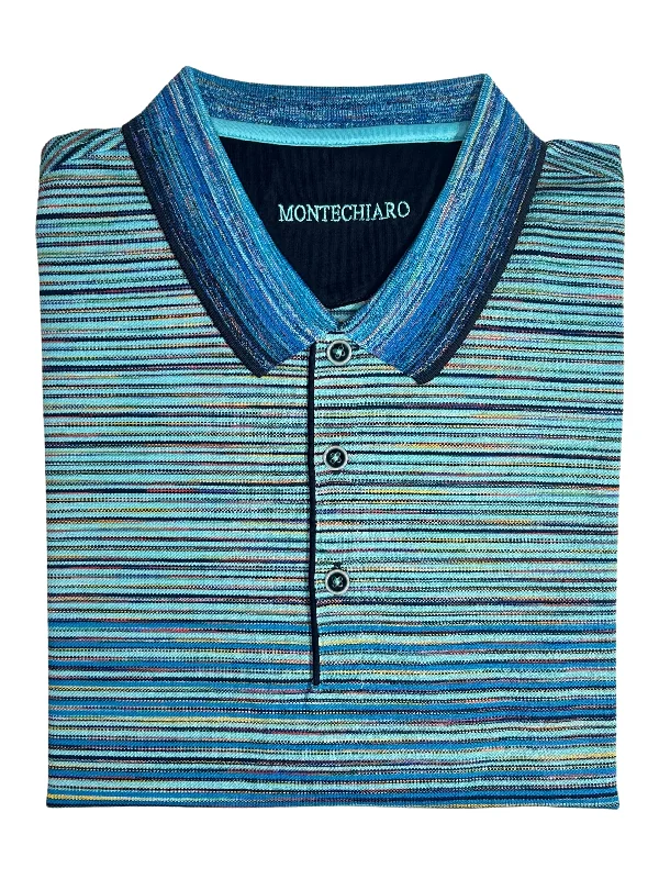 Minimal Comfort AQUA MULTI STRIPE POLO