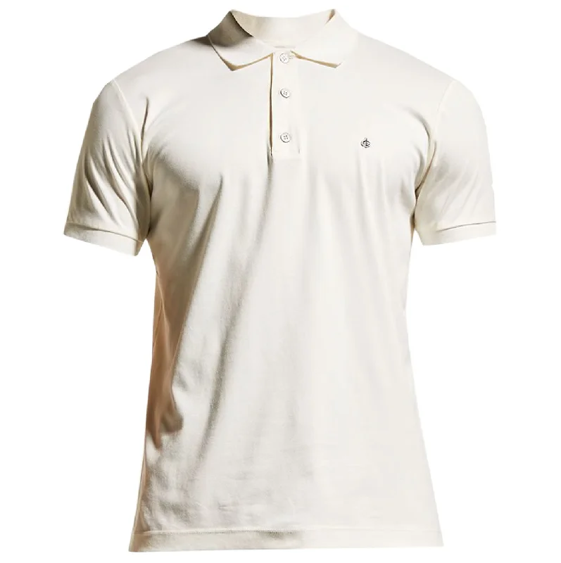 British Fashion rag & bone Men's Interlock Knit Polo Shirt Ivory