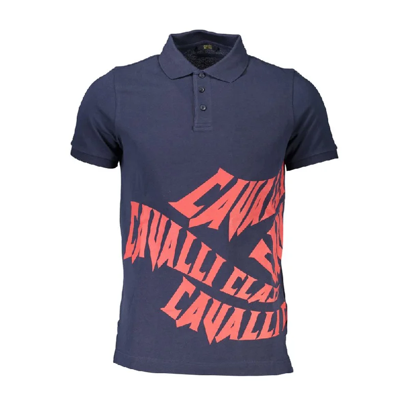 Youthful Street Fashion Cavalli Class Blue Cotton Men Polo Men's Shirt