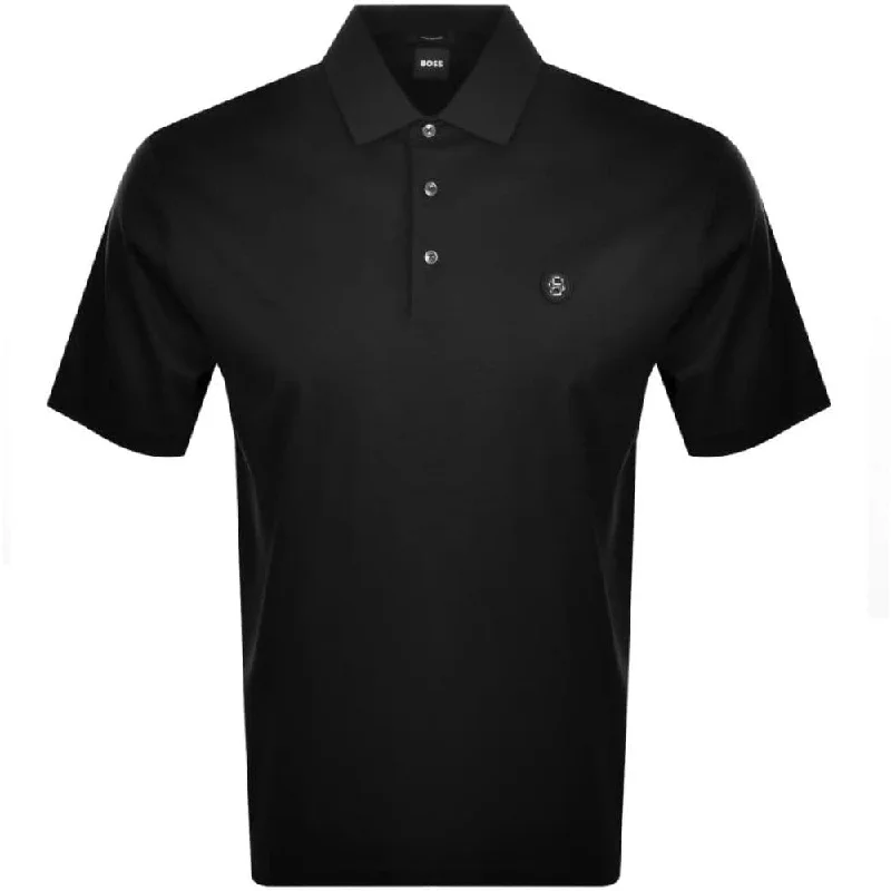 Cute Design Hugo Boss Men's Parris 01 Metal Logo Polo Shirt, Black