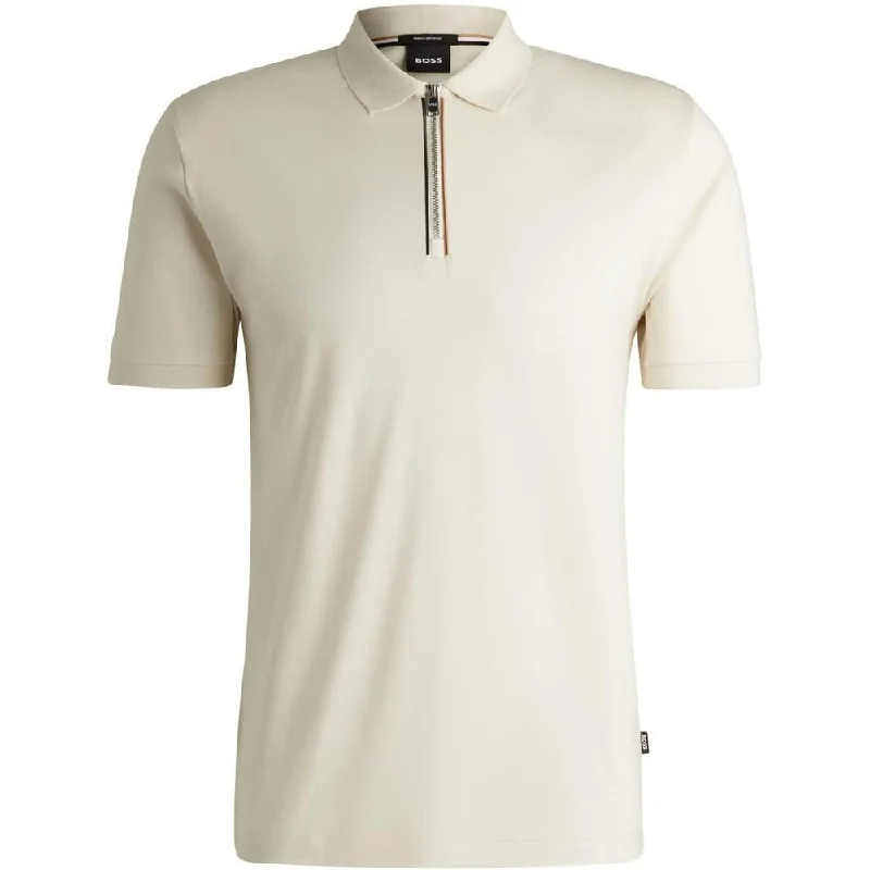 Fashion Innovation Hugo Boss Men's Polston 36 Half-Zip Polo Shirt, White
