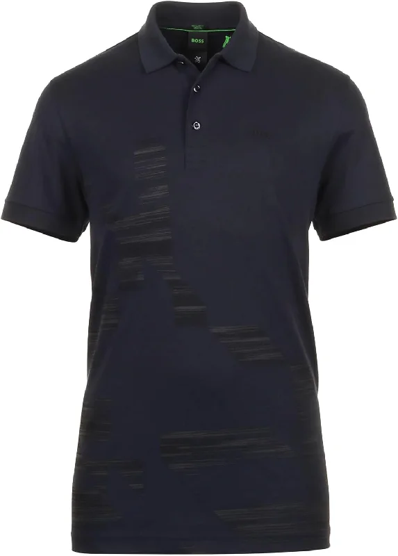 Perfect Tailoring Hugo Boss Men's Paddy 6 Printed Short Sleeve Polo, Navy
