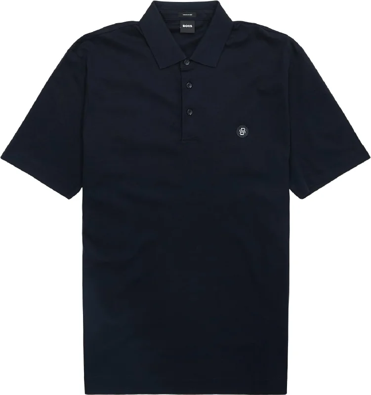 Fresh And Fashionable Hugo Boss Men's Parris 01 Metal Logo Polo Shirt, Navy