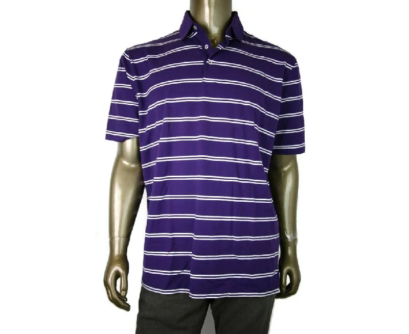 Economic Outlook Polo Ralph Lauren Men's Purple / White Striped Polo Shirt