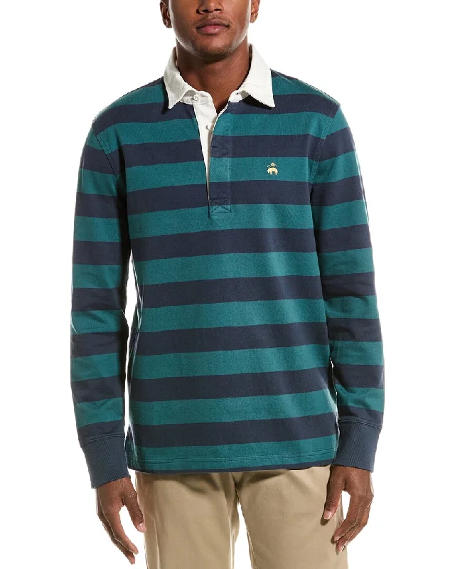 Celebrity Style Brooks Brothers Rugby Stripe Polo Shirt