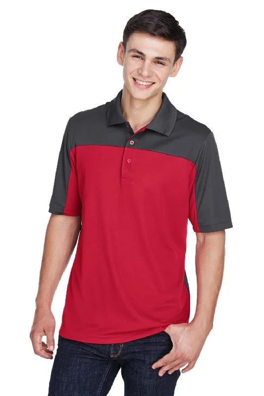 Casual Fit Core 365 Mens Balance Performance Moisture Wicking Short Sleeve Polo Shirt - Classic Red/Carbon Grey Casual Fit Core 365 Mens Balance Performance Moisture Wicking Short Sleeve Polo Shirt - Classic Red/Carbon Grey