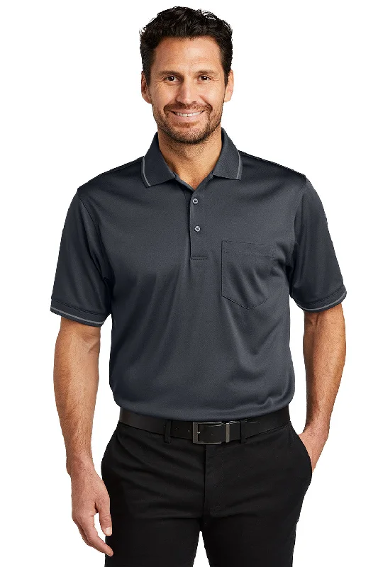 Minimal Style CornerStone Mens Select Moisture Wicking Short Sleeve Polo Shirt w/ Pocket - Charcoal Grey/Light Grey Minimal Style CornerStone Mens Select Moisture Wicking Short Sleeve Polo Shirt w/ Pocket - Charcoal Grey/Light Grey