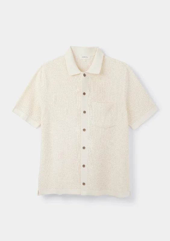 Soft Fashion Cream Waffle Knit Polo