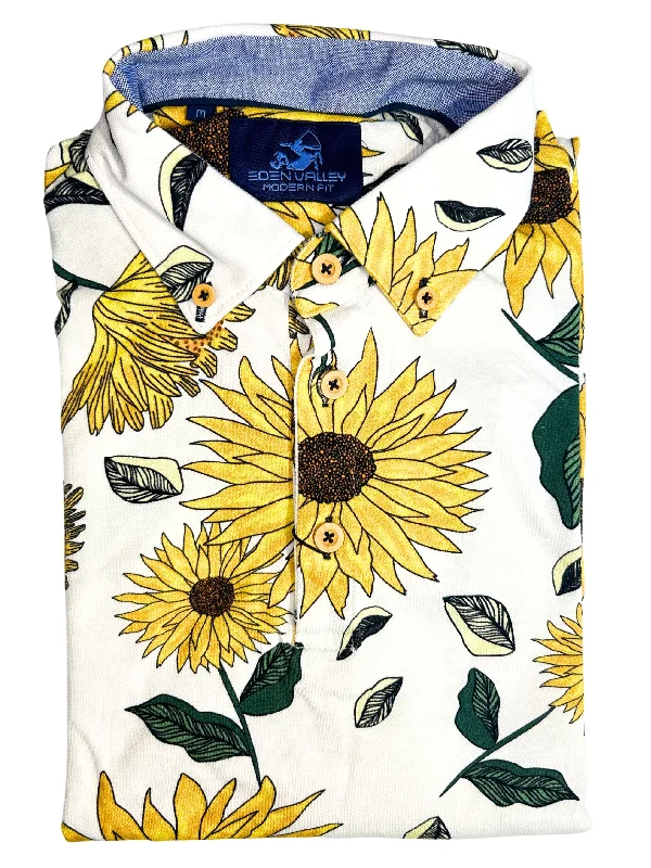 Modern Comfort SUNFLOWER PRINT POLO SHIRT