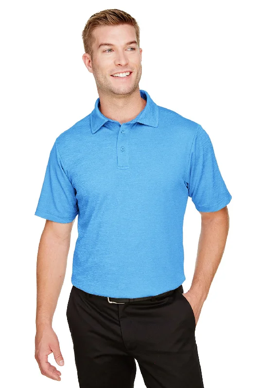 Breezy Comfort Devon & Jones Mens CrownLux Address Melange Performance Moisture Wicking Short Sleeve Polo Shirt - Heather Ocean Blue Breezy Comfort Devon & Jones Mens CrownLux Address Melange Performance Moisture Wicking Short Sleeve Polo Shirt - Heather Ocean Blue