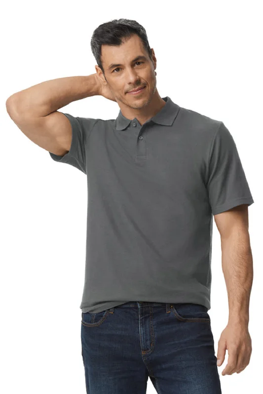 Classic Gildan Mens SoftStyle Double Pique Short Sleeve Polo Shirt - Charcoal Grey