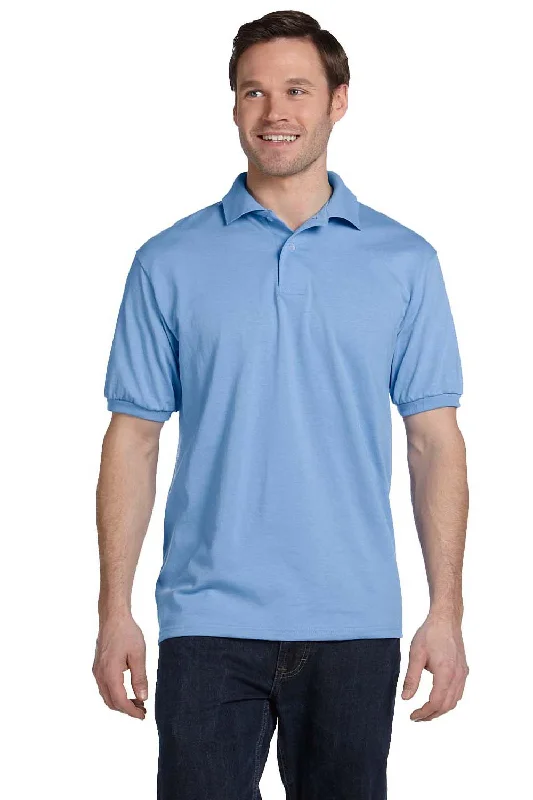 Timeless Style Hanes Mens EcoSmart Short Sleeve Polo Shirt - Light Blue