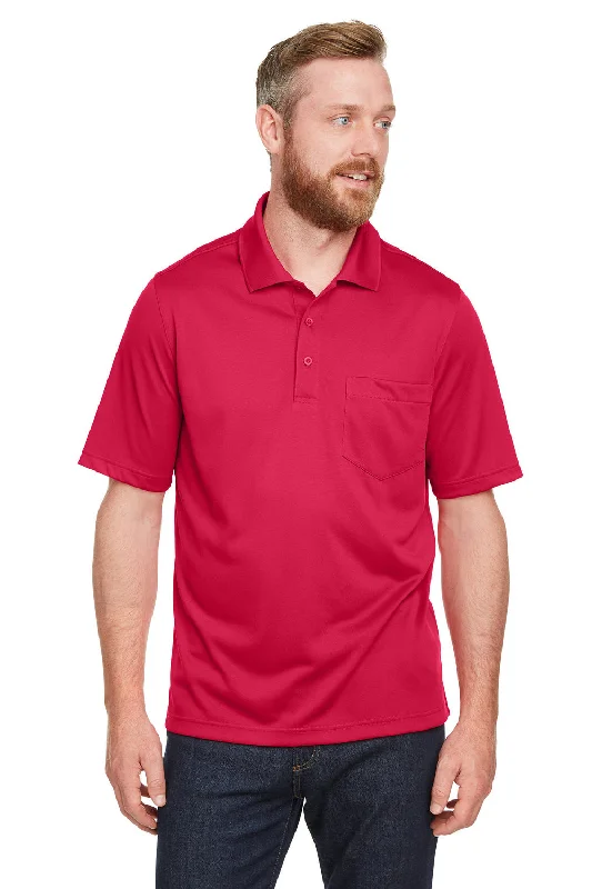 College Style Harriton Mens Advantage Performance Moisture Wicking Short Sleeve Polo Shirt w/ Pocket - Red College Style Harriton Mens Advantage Performance Moisture Wicking Short Sleeve Polo Shirt w/ Pocket - Red