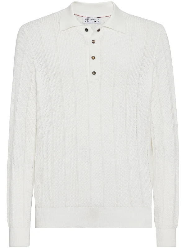 Refreshing Design Long-Sleeve Cotton Polo Shirt