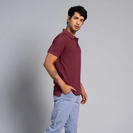 Sports Style Merlot Evenings Maroon Cotton Polo T-Shirt