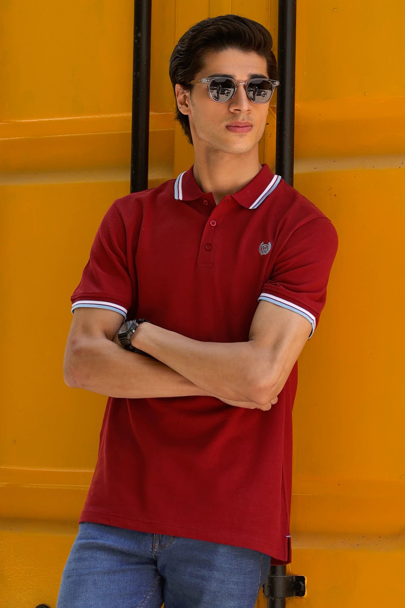 Everyday Outfits Bargundi Jacquard Collar Polo