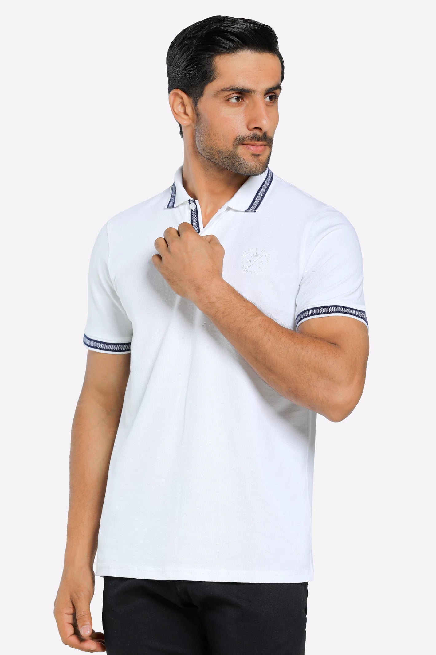 Cozy Outerwear White Jacquard Collar Polo