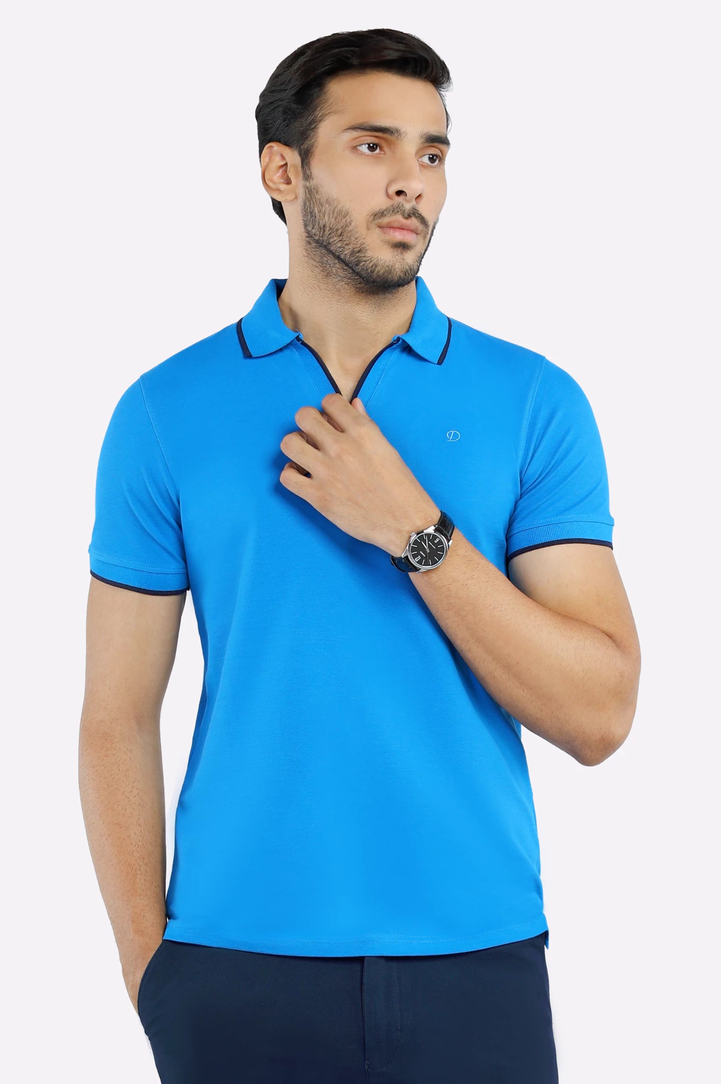 Layered Comfort Jacquard Collar Polo