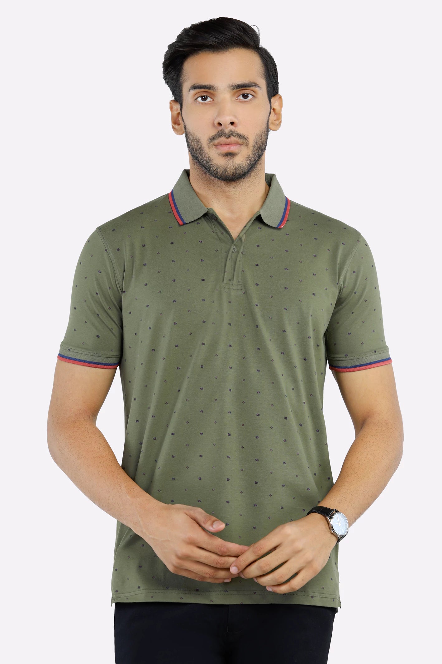 Relaxed Dresses Olive All Over Printed Polo