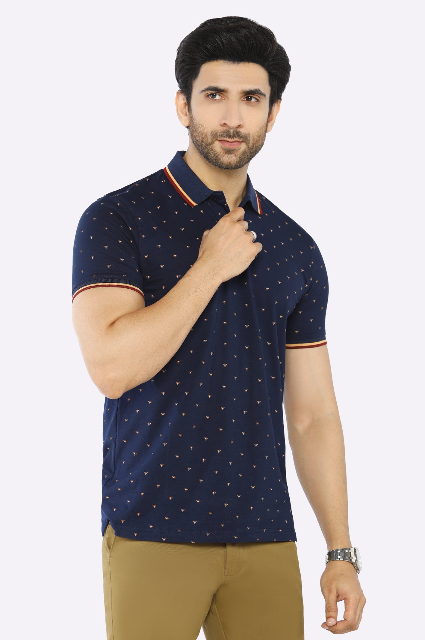 Stylish Jackets Navy Blue Printed Polo